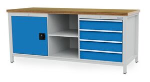 Werkbank | Kastenwerkbank 4 x Schublade 1 x Fl�gelt�r B/T/H 2000x750x959 mm