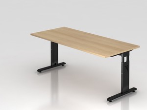 Rechteckform-Schreibtisch OS19, 180x 80 cm, eiche, Gestell schwarz