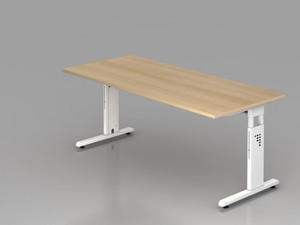 Rechteckform-Schreibtisch OS19, 180x 80 cm, eiche, Gestell wei