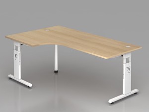 Schreibtisch h�henverstellbar | Winkelform, 200x120 cm, Eiche