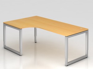 Schreibtisch hhenverstellbar | Winkelform, 200x120 cm, Buche