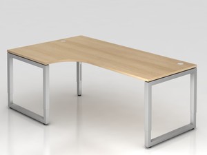 Schreibtisch hhenverstellbar | Winkelform, 200x120 cm, Eiche