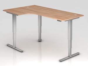 Schreibtisch hhenverstellbar | Winkelform, 200x120 cm, Nubaum