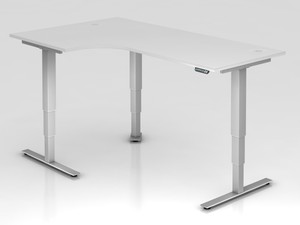 Schreibtisch hhenverstellbar | Winkelform, 200x120 cm, Wei