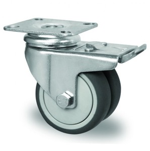 Doppel-Lenkrolle mit Feststeller  75 mm