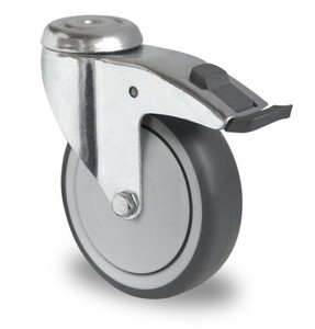 Schwere Apparaterolle, Lenkrolle mit Feststeller, Kunststoffpedal  100 mm