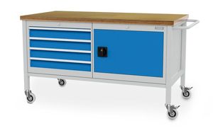 Mobile Werkbank mit Fachboden T736 mit 4 Schubladen und Fl�gelt�re
