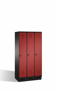 Spind | Umkleidespind auf Sockel, 3 Abteile, Abteilbreite 300 mm