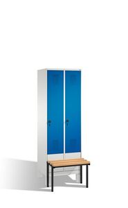 Spind | Umkleidespind mit Sitzbank, 2 Abteile, Abteilbreite 300 mm