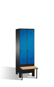 Spind | Umkleidespind mit Sitzbank, 2 Abteile, Abteilbreite 300 mm