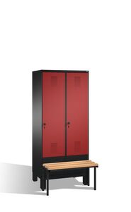 Spind | Umkleidespind mit Sitzbank, 2 Abteile, Abteilbreite 400 mm