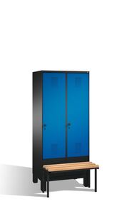 Spind | Umkleidespind mit Sitzbank, 2 Abteile, Abteilbreite 400 mm