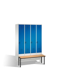Spind | Umkleidespind mit Sitzbank, 4 Abteile, Abteilbreite 300 mm