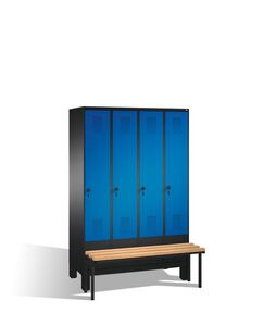 Spind | Umkleidespind mit Sitzbank, 4 Abteile, Abteilbreite 300 mm
