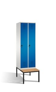 Spind | Umkleidespind mit Sitzbank, 2 Abteile, Abteilbreite 300 mm