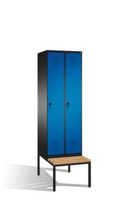 Spind | Umkleidespind mit Sitzbank, 2 Abteile, Abteilbreite 300 mm