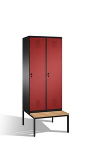 Spind | Umkleidespind mit Sitzbank, 2 Abteile, Abteilbreite 400 mm