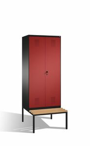 Spind | Doppelspind mit Sitzbank, 2 Abteile f�r 1 Person, Abteilbreite 400 mm