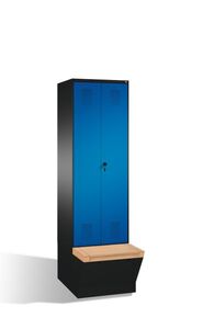 Spind | Doppelspind mit Sitzbox, 2 Abteile f�r 1 Person, Abteilbreite 300 mm