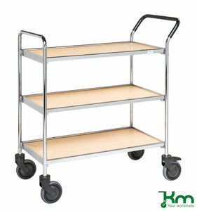 Verchromter Servierwagen mit 3 Bden