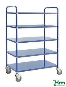 Tablettwagen mit 5 Metallb�den und Feststeller