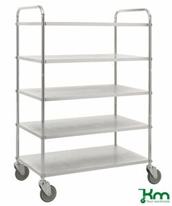 Tablettwagen mit 5 Metallb�den und Feststeller