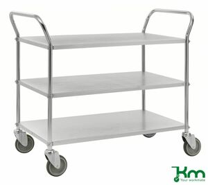 Tablettwagen mit 3 Metallb�den und Feststeller