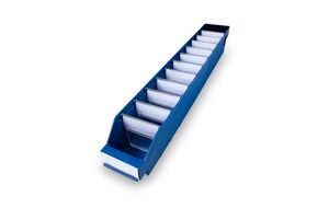 Lagerk�sten | Regalbox T/B/H 600x90x95 mm, blau, 40 St�ck
