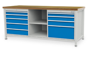 Werkbank | Kastenwerkbank 9 x Schublade 2 x Fachboden B/T/H 2000x750x859 mm