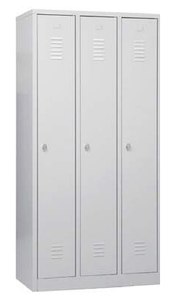 Garderobenschrank, Drehriegel, 3 Abteile B/T/H 910x500x1800 mm