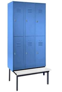 Garderobenschrank + Sitzbank, 3 Abteile, Abteilbreite 300 mm