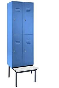 Garderobenschrank + Sitzbank, 2 Abteile, Abteilbreite 400 mm