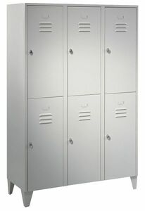 Garderobenschrank 3 Abteile, 6 Fcher, Abteilbreite 400 mm