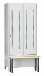 Garderobenschrank + Sitzbank, 2 Abteile, Abteilbreite 400 mm