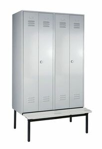 Garderobenschrank + Sitzbank, 2 Abteile, Abteilbreite 600 mm