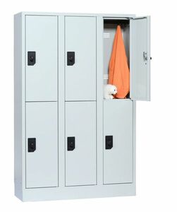 Schul- & Kindergartenspind, 3 Abteile, 6 F�cher, Abteilbreite 300 mm