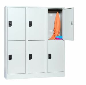 Schul- & Kindergartenspind, 3 Abteile, 6 F�cher, Abteilbreite 400 mm
