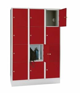 Schlie�fachschrank, 3 Abteile, 12 F�cher, Abteilbreite 400 mm