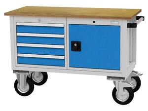 Mobile Werkbank mit 4 Schubladen und Fl�gelt�re 1200x540x820 mm