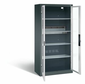 C+P Akku-Ladeschrank fr 5 E-Werkzeuge H/B/T 1950x930x500 mm Anthrazit/Lichtgrau