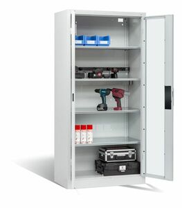 C+P Akku-Ladeschrank fr 5 E-Werkzeuge H/B/T 1950x930x500 mm Lichtgrau