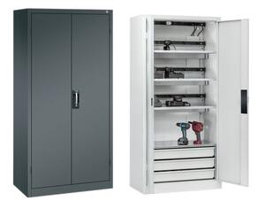 C+P Akku-Ladeschrank Comfort f�r 15 E-Werkzeuge H/B/T 1950x930x500 mm Anthrazit