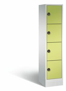 C+P Schlie�fachschrank Evolo mit Ladefunktion, 4 F�cher, H/B/T 1800x420x500 mm Lichtgrau/Viridingr�n