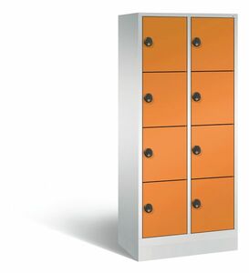 C+P Schlie�fachschrank Evolo mit Ladefunktion, 8 F�cher, H/B/T 1800x810x500 mm Lichtgrau/Orange