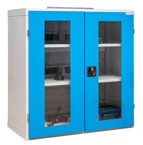 Akku Ladeschrank mit Sichtfenstert�ren, Schuko-Steckdosen H/B/T 1019x980x500 mm