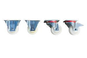 Rollensatz aus Polyamid f�r Lagerbeh�lter, 2 Lenk- und Bockrollen