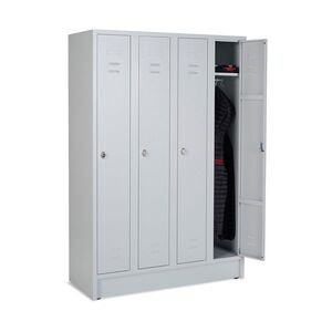 Spind auf Sockel, 4 Abteile, Abteilbreite 300 mm, BTH 1200x500x1800 mm