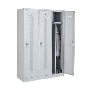 Design Spind auf Sockel, 3 Abteile mit Trennwand, BTH 1185x500x1800 mm