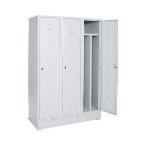 Spind auf Sockel, 3 Abteile mit Trennwand, BTH 1200x500x1800 mm