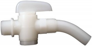 Durchgangshahn R 1/2, L = 142 mm, gebogen, natur